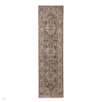 Green Traditional Abstract Bordered 10mm Thick Stain-Resistant Rug For BedroomLiving RoomDining Room-60Cm X 230Cm (Runner) from B&Q