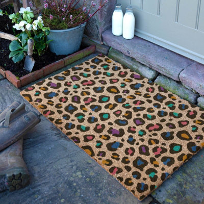 Artsy Doormats Multi Colour Leopard Print Doormat (90 X 60Cm) from B&Q