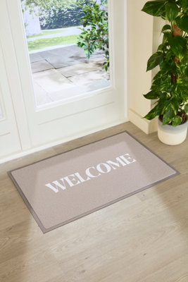 Artsy Doormats Beige Welcome  Doormat (90 X 60Cm) from B&Q