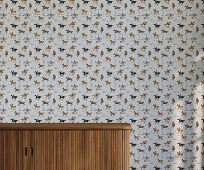 B&Q -  Eco-Friendly White Horse Riding Wallpaper