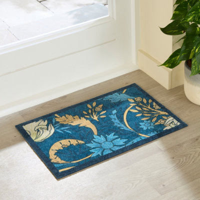 Artsy Doormats Blue William Morris Indoor Washable Doormat 60X40cm 40Cm