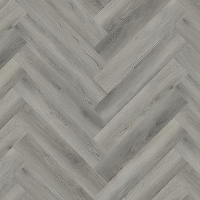  - Grey Wood Effect Herringbone Luxury Vinyl Tile2.5mm Matte Luxury Vinyl Tile For Commercial & Residential Use,3.764M² Pack Of 60