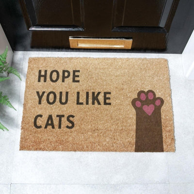 Artsy Doormats Hope You Like Cats Doormat (60 X 40Cm) from B&Q