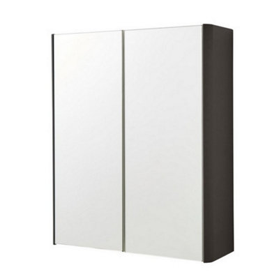 Clifton 2-Door Mirror Bathroom Cabinet 600mm H X 500mm WMatt Graphite(Arch) from B&Q