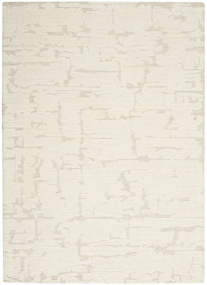 Modern Handmade RugLuxurious Rug For BedroomWool Dining Room RugAbstract Rug12mm Thick Ivory Rug-160Cm X 221Cm from B&Q
