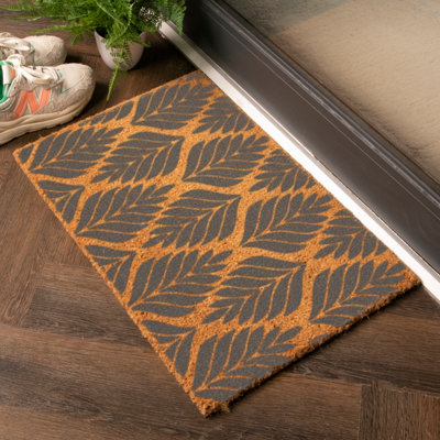 Artsy Doormats Grey Multi Palm Pattern Doormat from B&Q