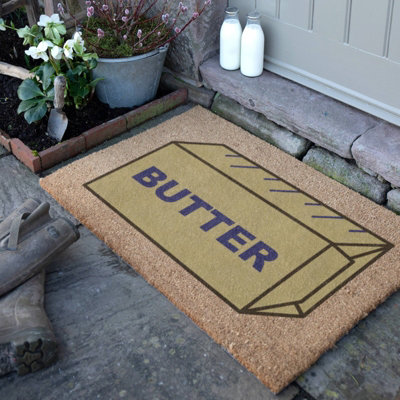 Artsy Doormats Butter Block Coir Doormat (90X60Cm) from B&Q