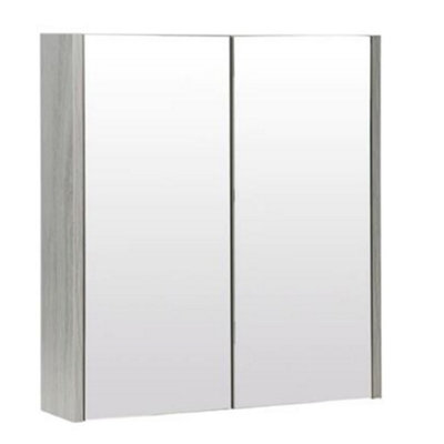 Clifton Mirror Bathroom Cabinet 600mm WideSilver Oak from B&Q