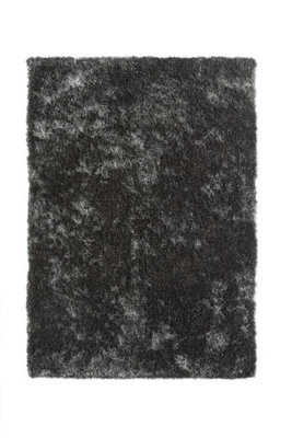 Charcoal Shaggy RugPlain Modern RugHandmade RugCharcoal Rug For BedroomLiving Room& Dining Room-160Cm X 230Cm from B&Q