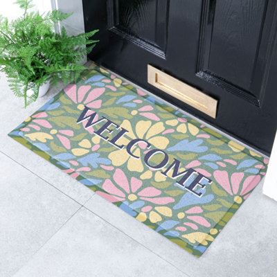Artsy Doormats Welcome Pastel Flowers Doormat (70 X 40Cm) from B&Q