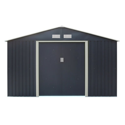 Cheshire 10 X 8 Double Door Metal Apex Shed (Dark Grey)