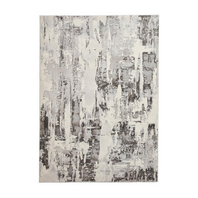 Grey Ivory Rug8mm Thickness Abstract RugModern Grey Ivory Rug For BedroomLiving Room& Dining Room-160Cm X 220Cm from B&Q