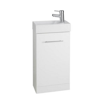 Clifton Bathroom Cube 410mm Cloakroom Vanity Unit With BasinGloss White(Impact)Brassware Not Included from B&Q