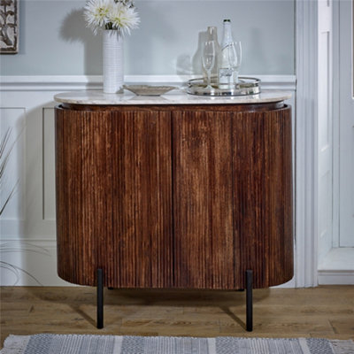 Worcester Ruby Solid Wood Sideboard/drinks Cabinet With Marble Top & Metal Legs from B&Q