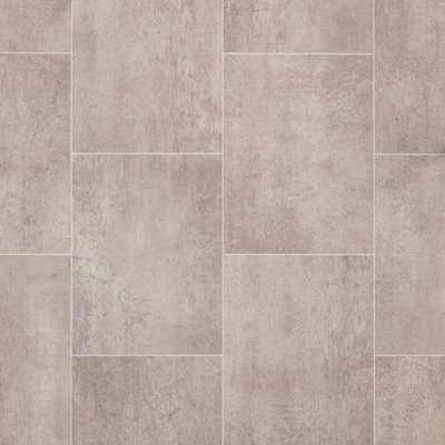  - Grey Modern Stone Effect Anti-Slip Vinyl Flooring For Bathroom& Kitchen2.0mm Thick Vinyl Sheet-2M(6'6") X 2M(6'6")-4M²