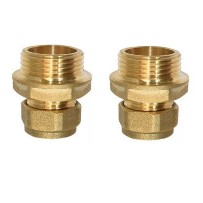 Hep Online 15Mm Compression By 3/4" Bsp Brass Male Iron Coupler Straight Adaptors 15Mm X 3/4" Male (Pack Of 2) Size 3 B&Q