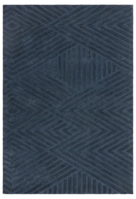 Blue Teal Geometric 10-14mm Thick Stain-Resistant Rug For BedroomDining RoomEasy To Clean Wool Rug-160Cm X 230Cm from B&Q
