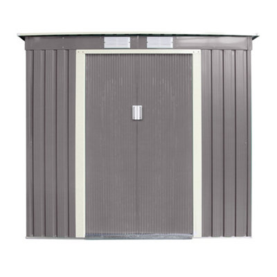 Cheshire 6 X 4 Double Door Metal Pent Shed (Light Grey)