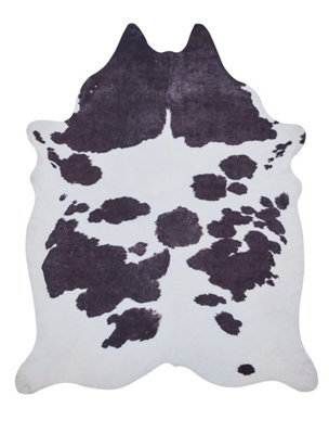 Cowhide RugBlack White Abstract Rug2mm Thick Animal Print Luxurious RugModern Rug For & Dining Room-155Cm X 195Cm from B&Q