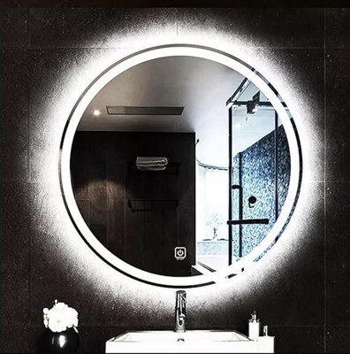 Biznest Round Bathroom Led Mirror Lights Illuminated Demister Pad Antifog Touch Design 2 (60X60Cm) from B&Q