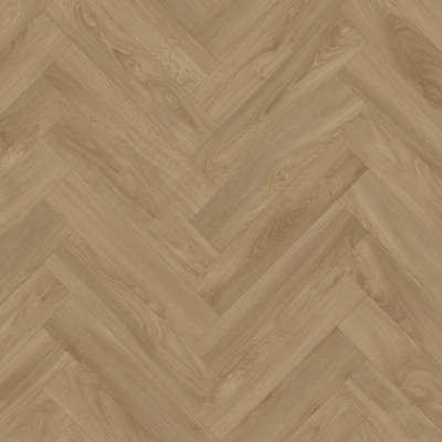  - Cedar Herringbone Brown Wood Effect Anti-Slip Vinyl Flooring Sheet For Kitchen Bathroom Dinning Room -4M(13'1") X 3M(9'9")-12M²