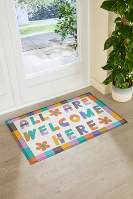 Artsy Doormats Elizabeth Olwen All Are Welcome Here Indoor/outdoor Doormat (90X60Cm) from B&Q