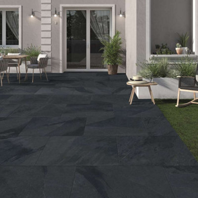 Stonewise Brazilian Black 600X900mm Outdoor Porcelain Paving Slabs Pack Of 5Anti-Slip Patio Tiles For Modern Landscaping from B&Q
