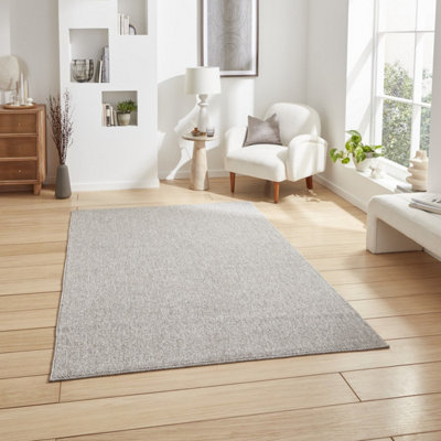 Grey Silver Plain 8mm Thick RugStain-Resistant Anti-Shed Modern Rug For BedroomLiving& Dining Room-200Cm X 290Cm from B&Q