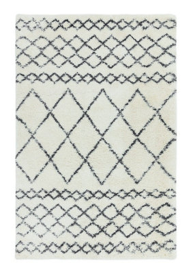 Shaggy RugCream Grey RugStain-Resistant Geometric RugDining Room Luxurious RugEasy To Clean Rug-160Cm X 230Cm from B&Q