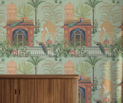 B&Q -  Eco-Friendly Green Persian Wallpaper