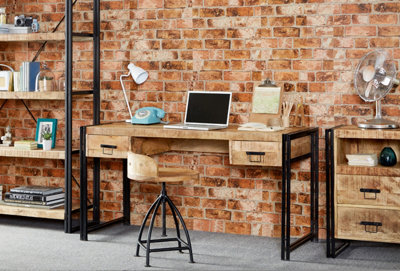 Worcester Metro Industrial 2 Drawer Metal & Wooden Desk from B&Q