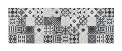  - Black Cream Modern Geometric Easy To Clean Mat For Living RoomDining RoomBedroomKitchen & Bathroom-50Cm X 150Cm