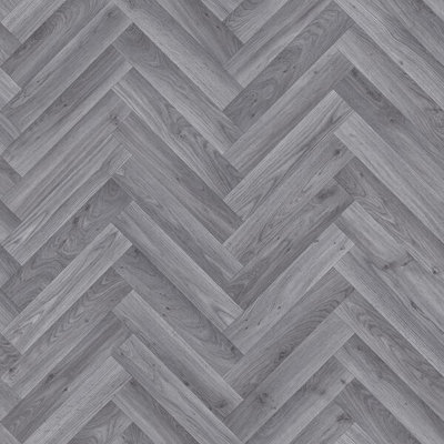 B&Q Grey Wood Herringbone Effect Vinyl Flooring For Kitchen, Bathroom, Livingroom, 4.20Mm Thick Vinyl Sheet-2M(6'6") X 3M(9'9")-6M²