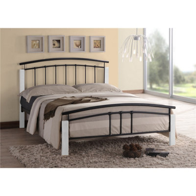 TL Beds Black Metal & White Beech Bed FrameDouble 4Ft 6" from B&Q