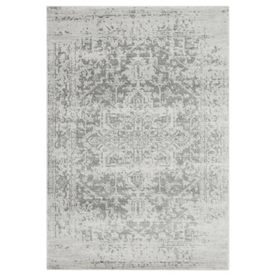 Traditional Grey RugFloral Bedroom RugStain Resistant Diningroom RugEasy To Clean Traditional Rug-160Cm X 230Cm from B&Q