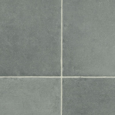  - Grey Stone Effect Vinyl Flooring For LivingroomKitchen2mm Thick Cushion Backed Vinyl Sheet-1M(3'3") X 2M(6'6")-2M²