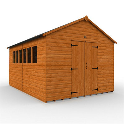 16Ft X 10Ft (4750mm X 2950mm) Horsforth Shiplap Heavyweight Xl Workshop Shed With 8 Window (12mm Tongue And Groove Floor And Roof)