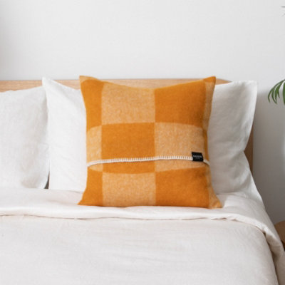 Native Natural Checkerboard Orange Wool Cushion 45X45Cm from B&Q