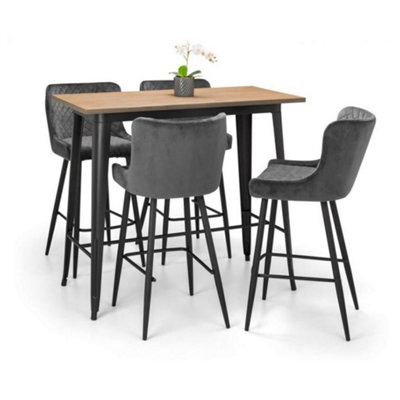 Ashfield Grafton Bar Table & 4 Luxe Grey Bar Stools