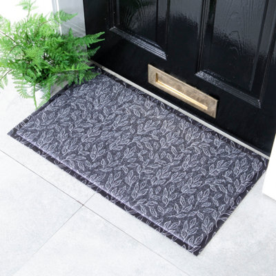 Native Natural Navy Leaf Pattern Doormat (70 X 40Cm) from B&Q