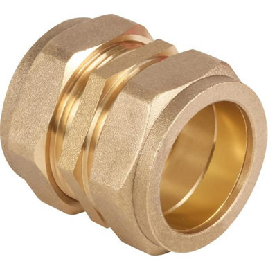 hep Online 22mm Brass Compression Coupler Wras & Bs Approved For Hot & Cold Water  (Pack Of 1) from B&Q