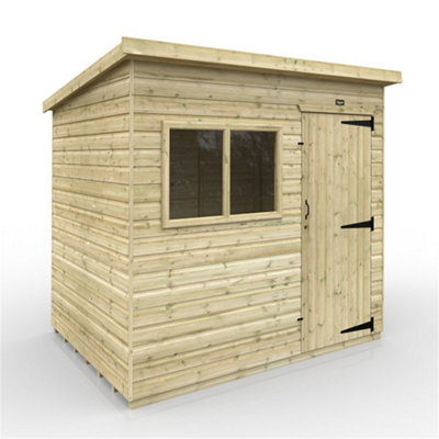 8Ft X 6Ft (2350mm X 1750mm) Horsforth Elite Pressure Treated Shiplap Pent Shed With 2 Windows