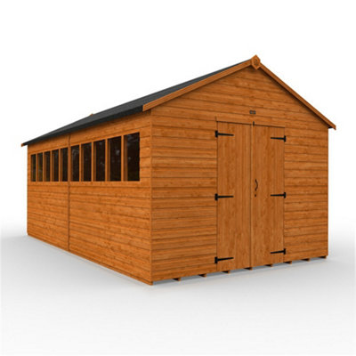 18Ft X 10Ft (5350mm X 2950mm) Horsforth Shiplap Heavyweight Xl Workshop Shed With 8 Window (12mm Tongue And Groove Floor And Roof)