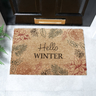 Artsy Doormats Hello Winter Coir Doormat (60 X 40Cm) from B&Q
