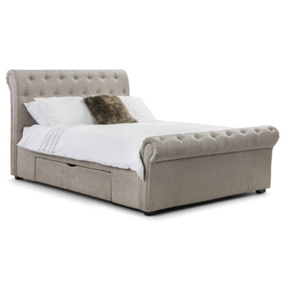 Ashfield Premium Mink Chenille Sleigh Style Storage Bed FrameKing 5Ft (150Cm) + 2 Underbed Storage Drawers from B&Q