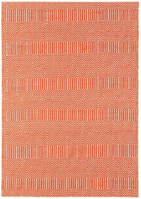 Modern RugHandmade Wool Rug For Living RoomEasy To Clean Cotton Geometric Rug4mm Thick Orange Rug-66Cm X 200Cm (Runner) from B&Q