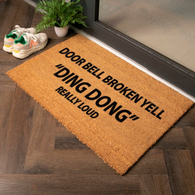 Artsy Doormats Bell Broken Yell Ding Dong Country Size Coir Doormat from B&Q