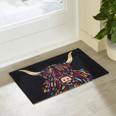 Artsy Doormats Highland Cow Indoor Washable Doormat 60X40Cm from B&Q