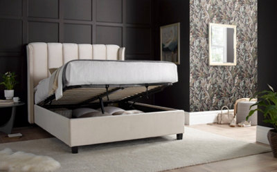 B&Q -  Aurora Warmstone Velvet Ottoman Bed And Majestic 1000 Pocket Sprung Mattress King Size