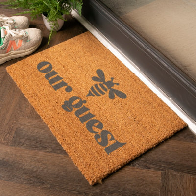 Artsy Doormats Grey Be 'bee' Our Guest Doormat from B&Q
